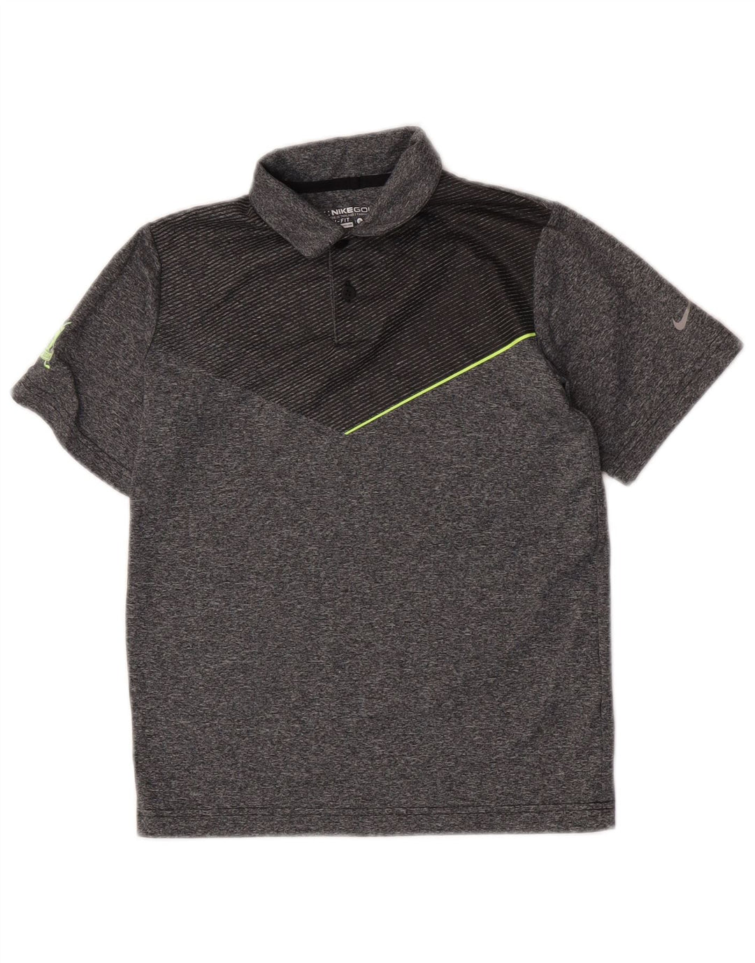 Nike Boys Dri Fit Polo Shirt 8-9 Years Small Grey Colourblock Polyester