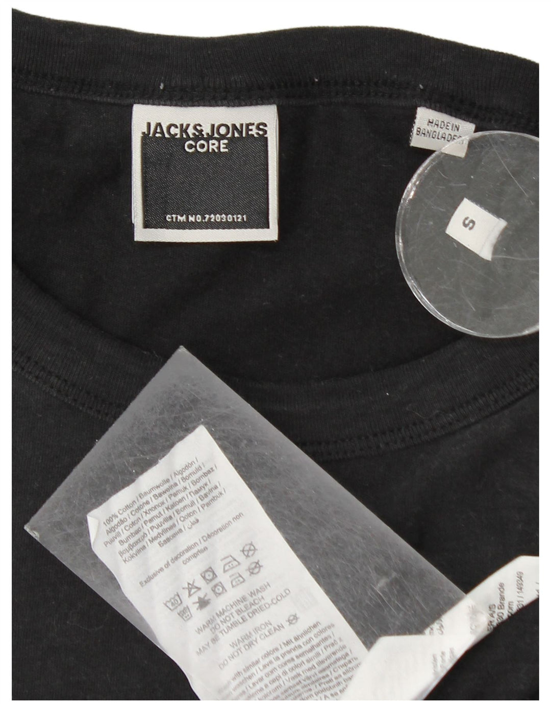 Jack & Jones Mens T-Shirt Top Small Black Cotton