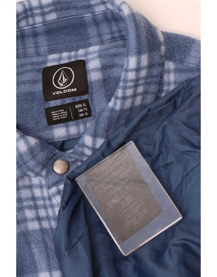 Volcom Mens Lumberjack Fleece Shirt XL Blue Check Polyester