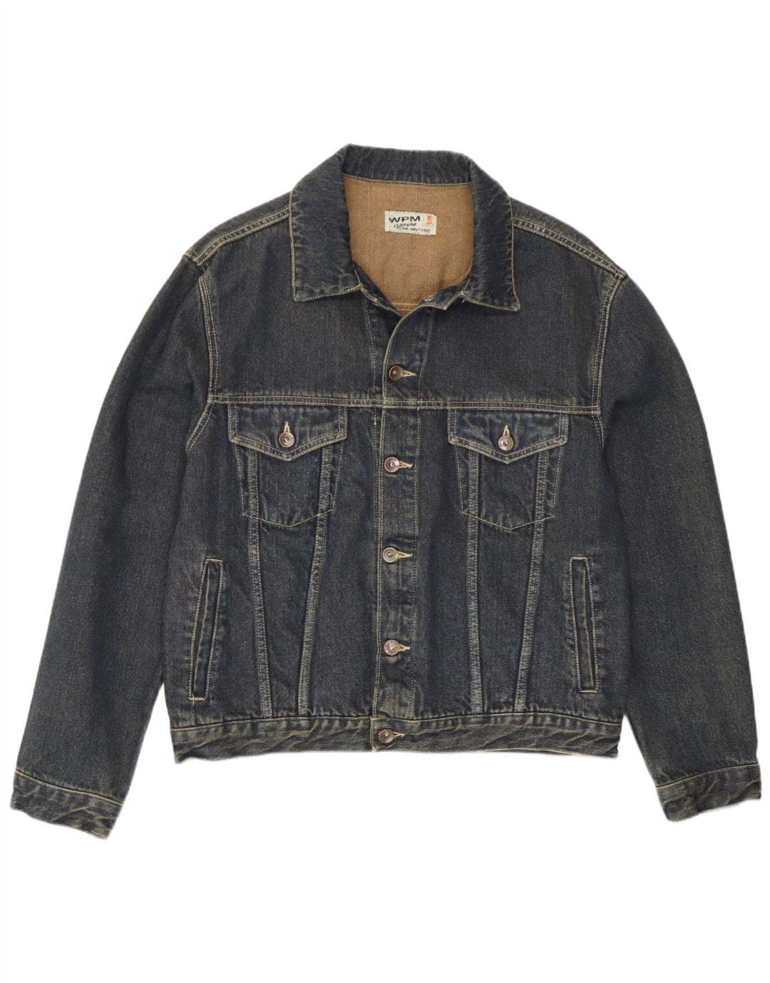 WPM Mens Denim Jacket UK 38 Medium Blue Cotton