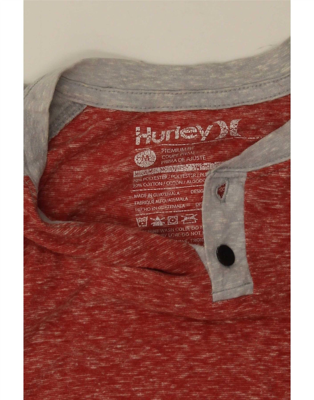 Hurley Mens T-Shirt Top Medium Red Colourblock Polyester