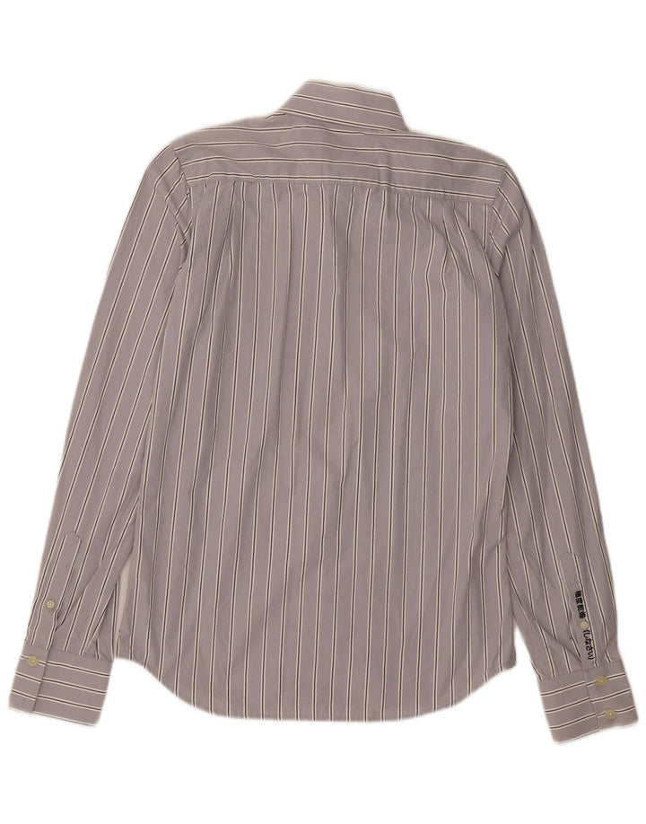 Superdry Mens Shirt Medium Grey Striped Cotton
