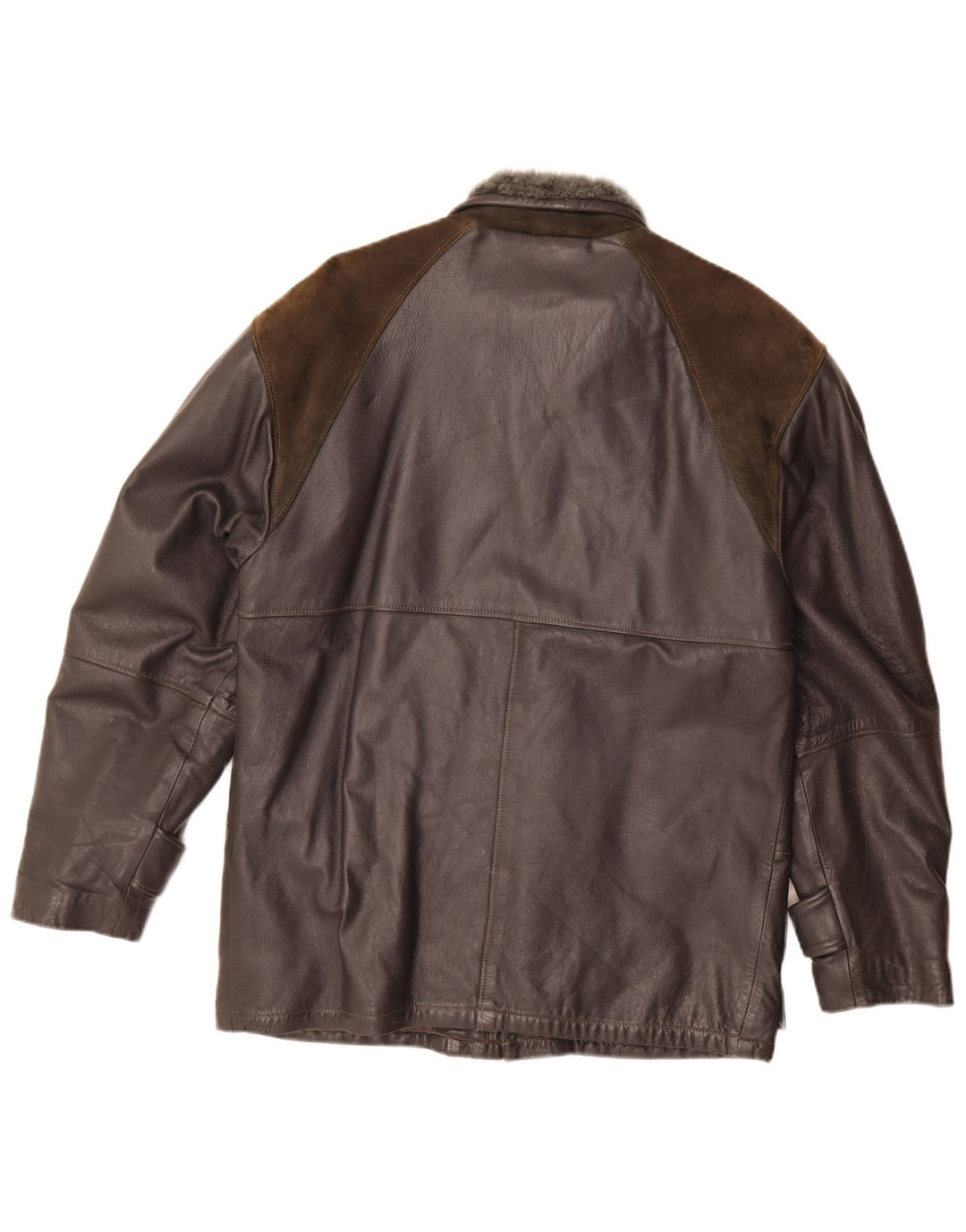 Vintage Mens Leather Jacket IT 46 Small Black Colourblock
