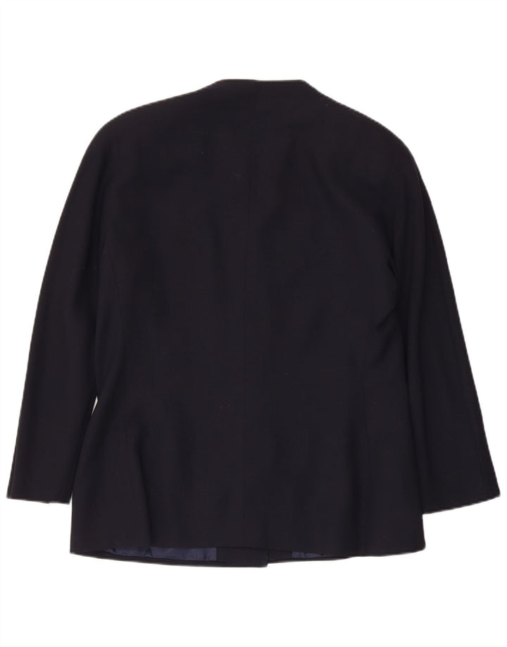 Vintage Womens 3 Button Blazer Jacket IT 48 XL Navy Blue Virgin Wool
