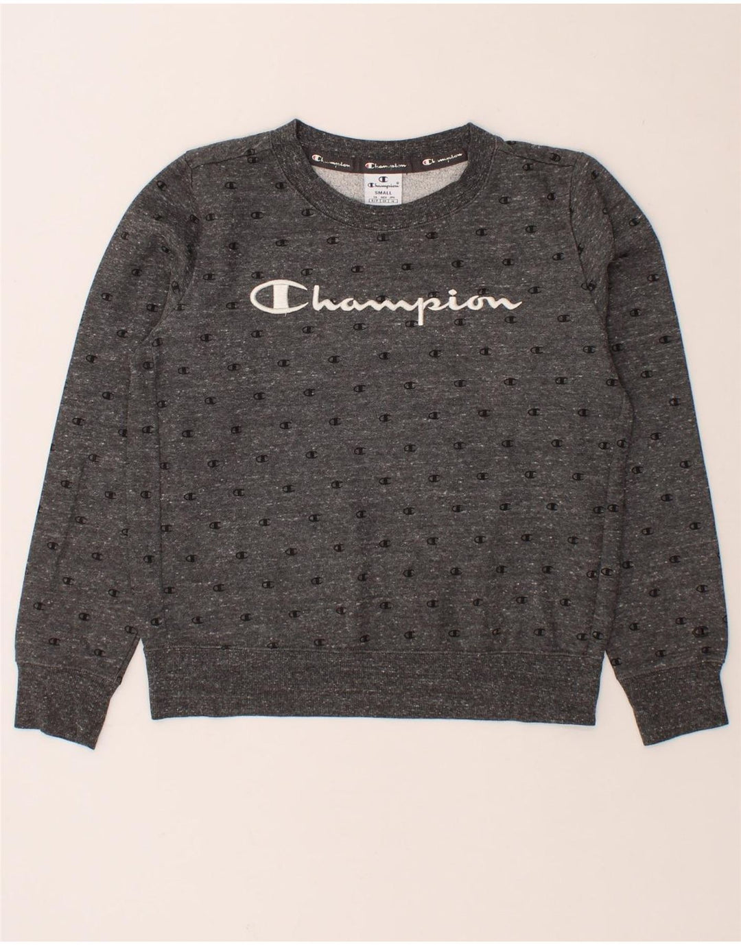CHAMPION Womens Graphic Sweatshirt Jumper UK 10 Small Grey Vintage Champion and Second-Hand Champion from Messina Hembry 