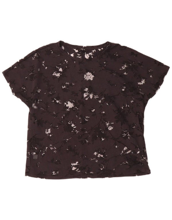 Desigual Womens See Through Graphic T-Shirt Top UK 16 Medium Black Floral