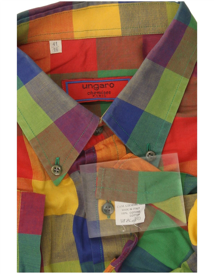 Ungaro Mens Chemises Shirt Size 41 16 Large Multicoloured Check