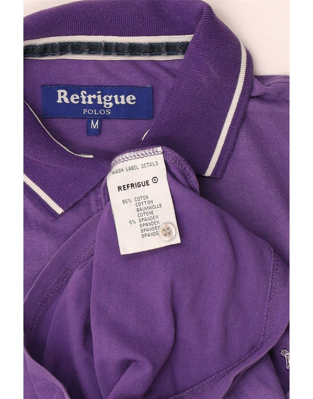 Refrigue Mens Polo Shirt Medium Purple Cotton