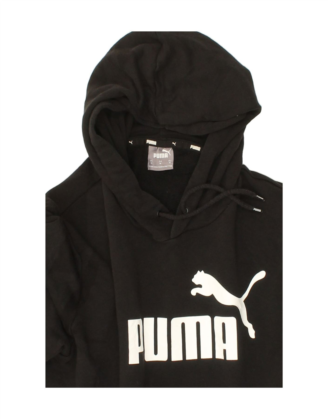PUMA Mens Graphic Hoodie Jumper Medium Black Cotton Vintage Puma and Second-Hand Puma from Messina Hembry 