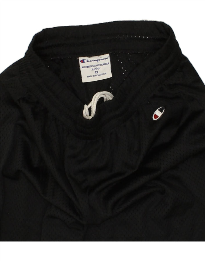 CHAMPION Boys Sport Shorts 11-12 Years Black Polyester Vintage Champion and Second-Hand Champion from Messina Hembry 