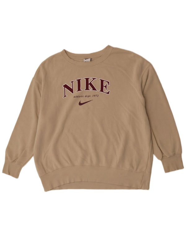 Nike Mens Graphic Loose Fit Sweatshirt Jumper Medium Beige Cotton