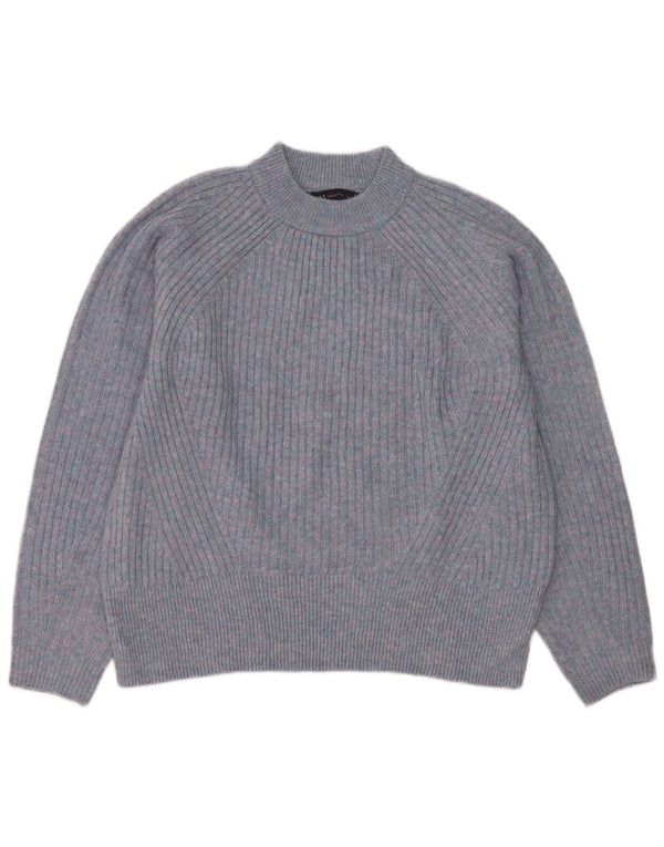 Marks & Spencer Womens Turtle Neck Jumper Sweater UK 14 Medium Blue Flecked