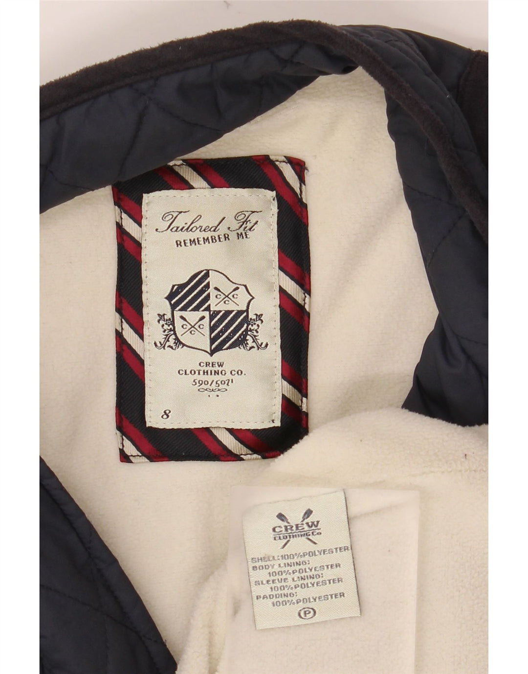 CREW CLOTHING Womens Tailored Fit Quilted Jacket UK 8 Small Navy Blue