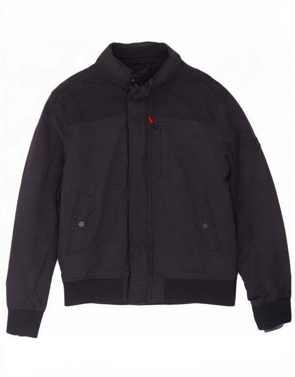 Fat Face Mens Hooded Bomber Jacket UK 38 Medium Navy Blue Polyester
