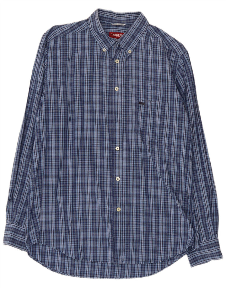 CARRERA Mens Regular Fit Shirt Large Blue Check Cotton