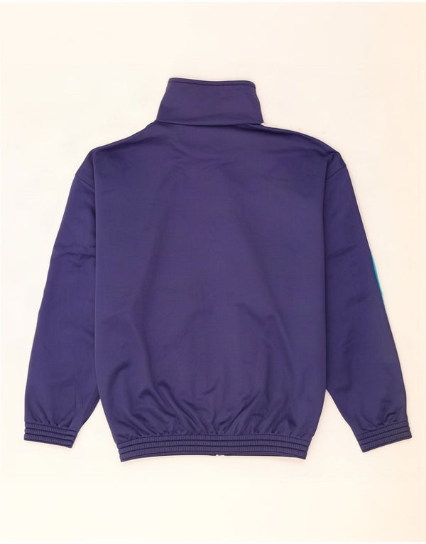 Vintage Mens Graphic Tracksuit Top Jacket Large Navy Blue Colourblock