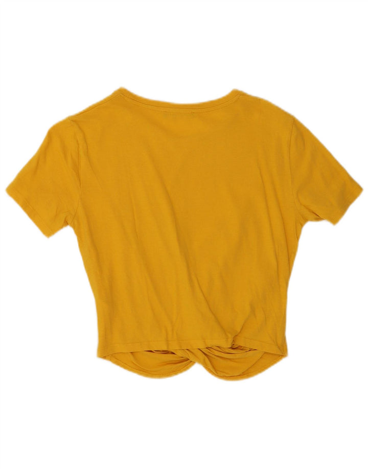 Zara Womens Crop Blouse Top UK 12 Medium Yellow Cotton