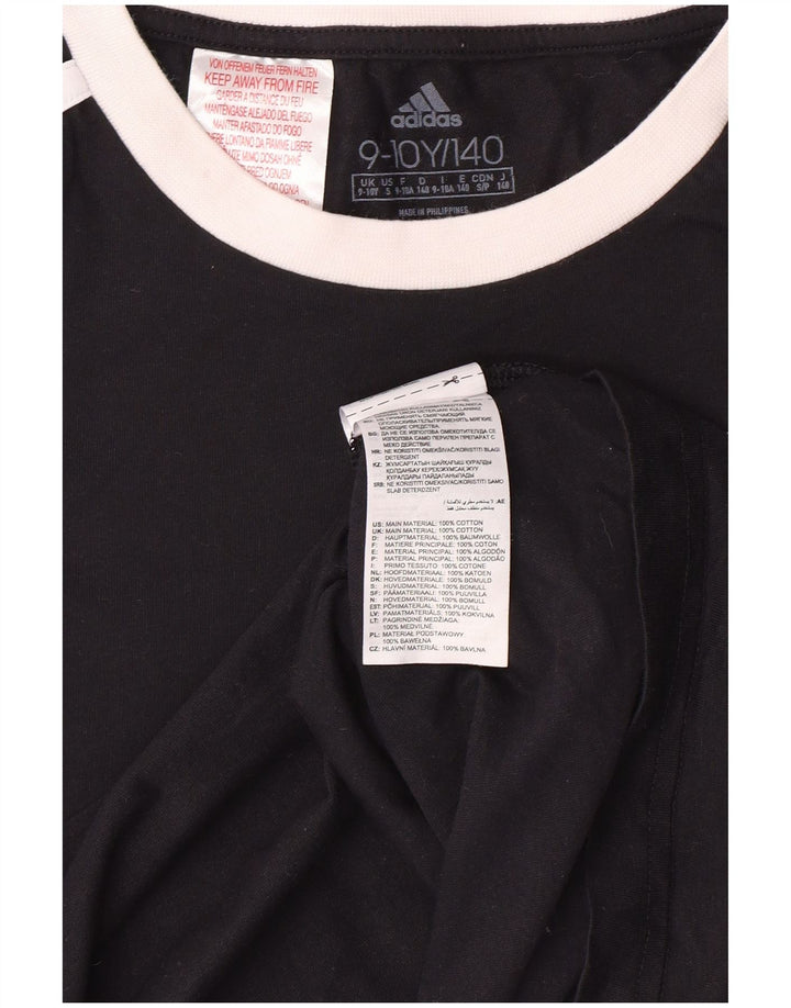 ADIDAS Girls T-Shirt Top 9-10 Years Black Cotton