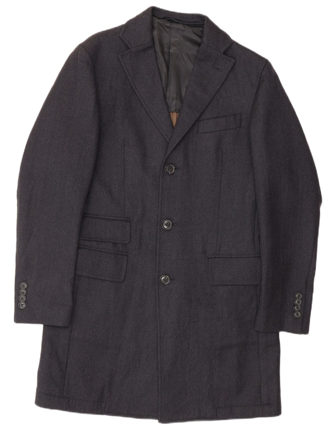 LUIGI BIANCHI Mens Longline Blazer Jacket IT 48 Medium Navy Blue Classic