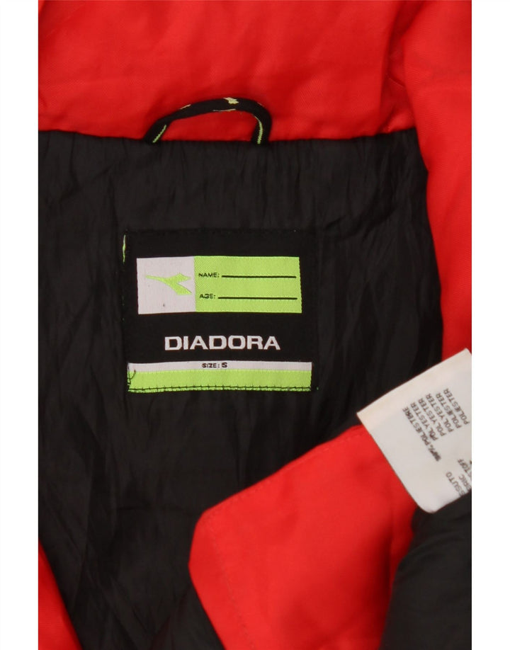 DIADORA Mens Hooded Windbreaker Jacket UK 36 Small Red Polyester Vintage Diadora and Second-Hand Diadora from Messina Hembry 