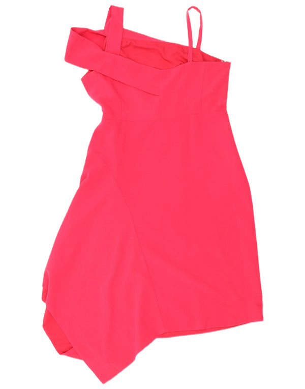 Coast Womens Sleeveless Asymmetrical Dress UK 18 XL Pink Polyester