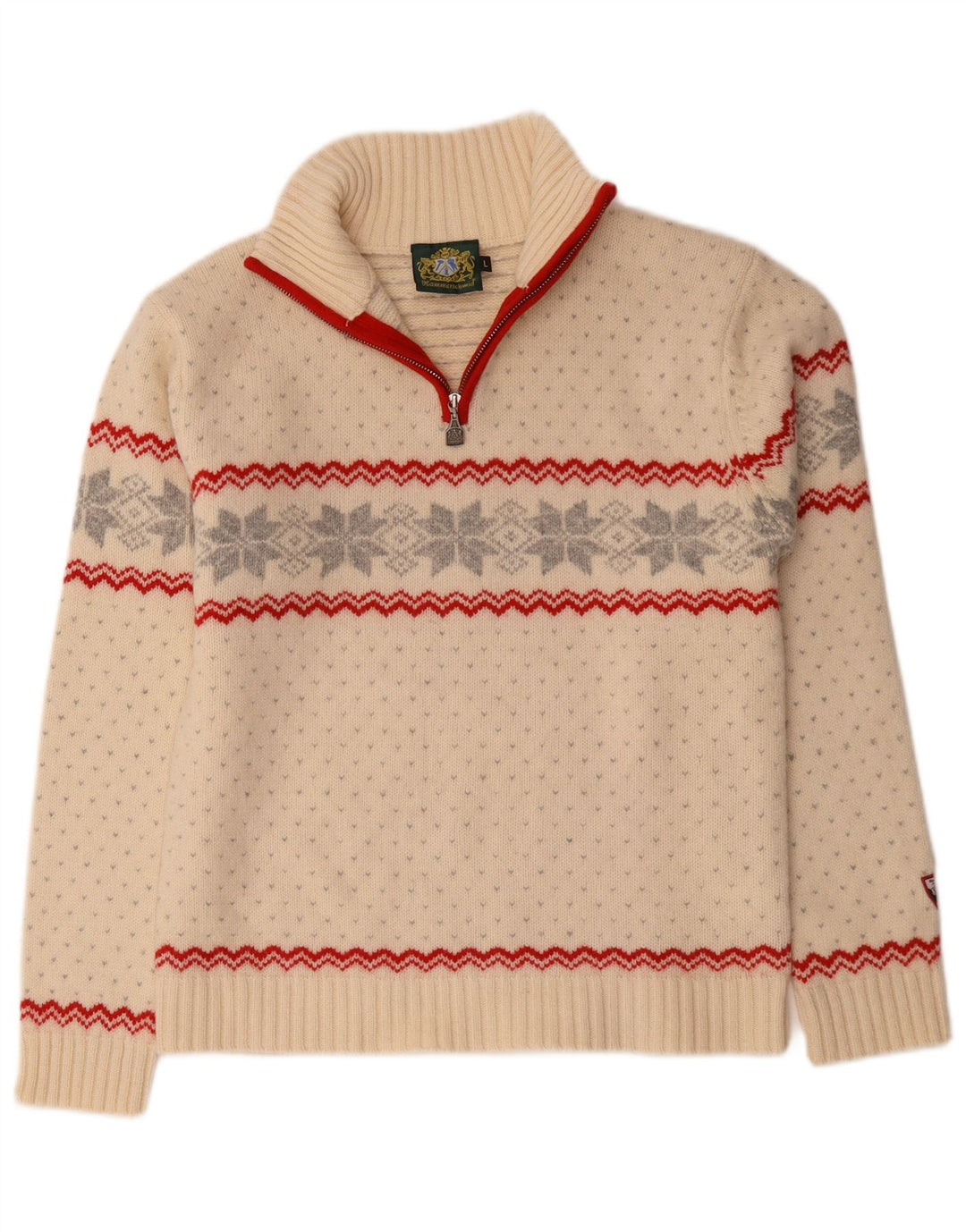 Hammerschmidt Womens Zip Neck Jumper Sweater UK 16 Large Off White