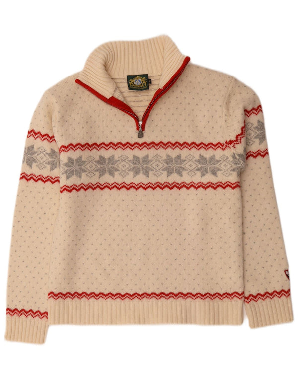 Hammerschmidt Womens Zip Neck Jumper Sweater UK 16 Large Off White