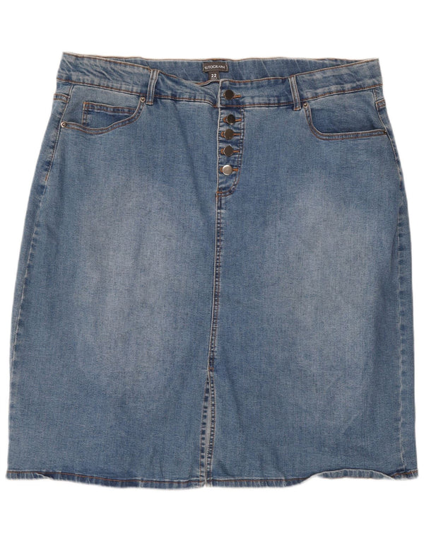 Marks & Spencer Womens Autograph Denim Skirt UK 22 3XL W44 Blue