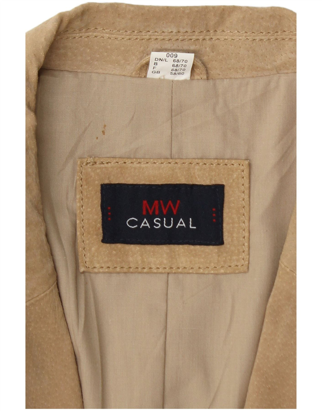 Vintage Mens 2 Button Suede Blazer Jacket UK 46 3XL Beige Leather