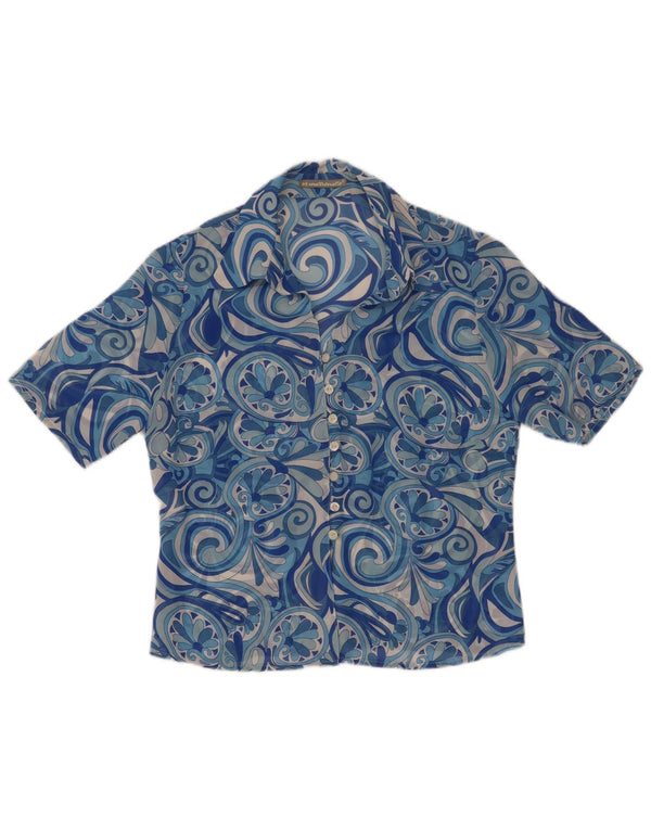 Marronetto Womens Short Sleeve Shirt Blouse IT 44 Medium Blue Paisley