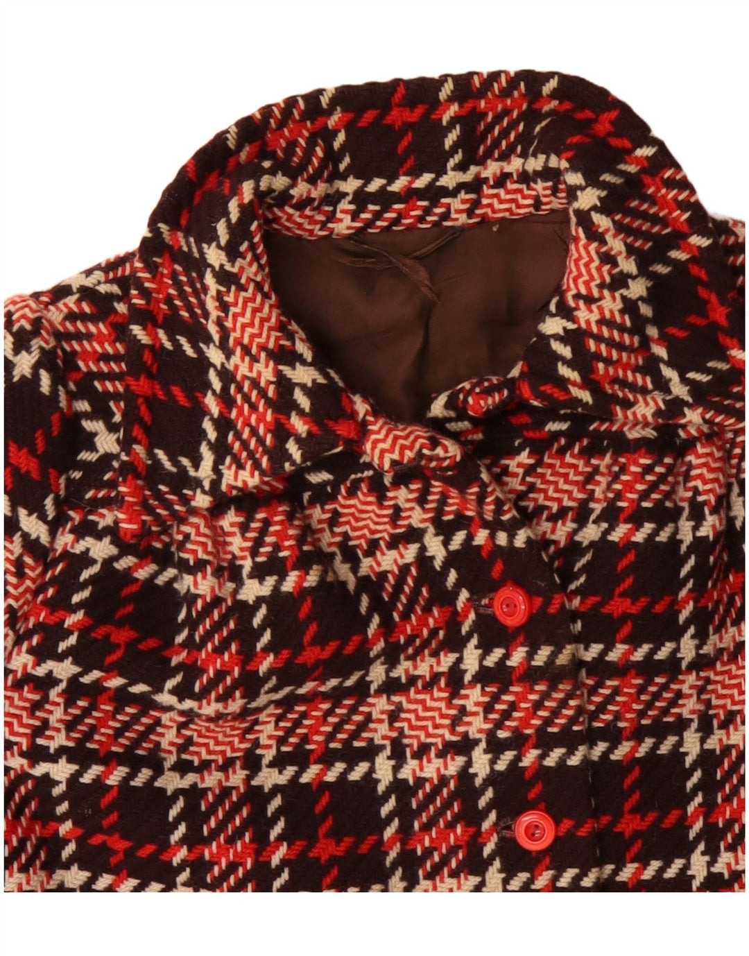 VINTAGE Womens Short Overcoat UK 18 XL Red Check