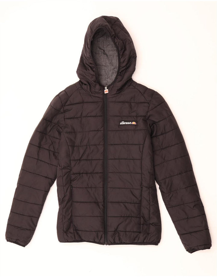 Ellesse Womens Hooded Reversible Padded Jacket UK 10 Small Grey Nylon