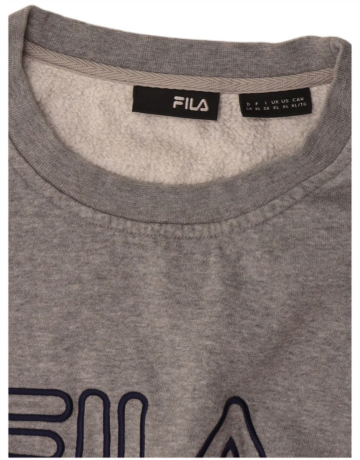 Fila Mens Graphic Sweatshirt Jumper XL Grey Flecked