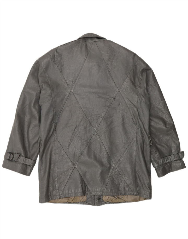 Vintage Mens Leather Jacket IT 52 XL Grey Leather