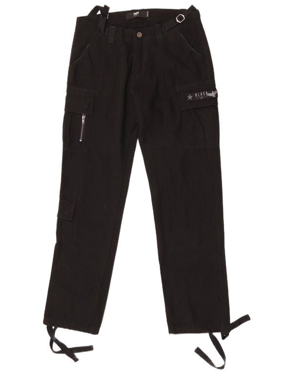 EMP Mens Graphic Straight Cargo Trousers W31 L34 Black Cotton