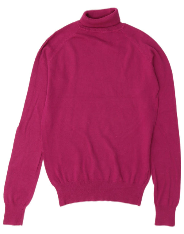 Zara Womens Roll Neck Jumper Sweater UK 14 Large Pink Cotton
