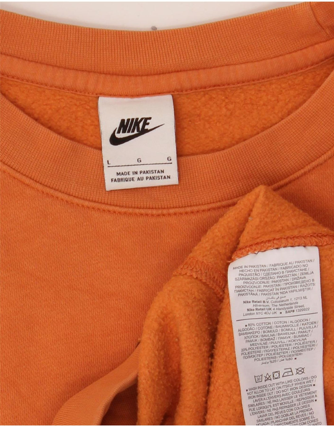 Nike Mens Graphic Sweatshirt Jumper Large Orange Cotton