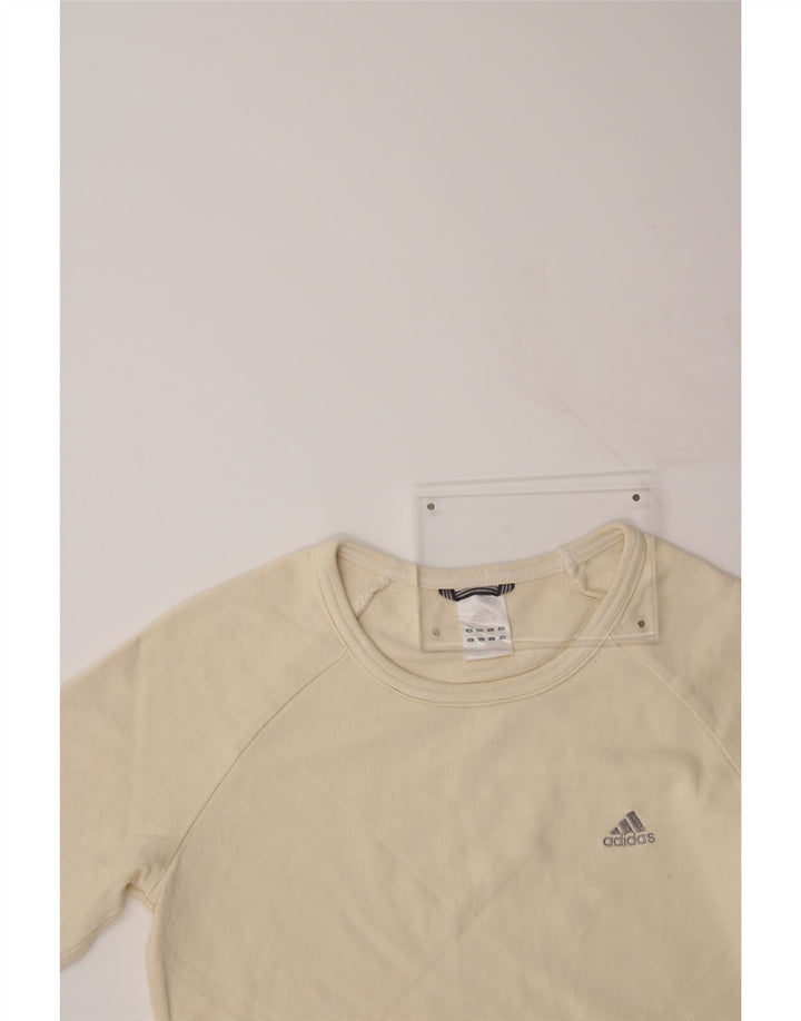 ADIDAS Womens Sweatshirt Jumper UK 12 Medium Off White Cotton Vintage Adidas and Second-Hand Adidas from Messina Hembry 