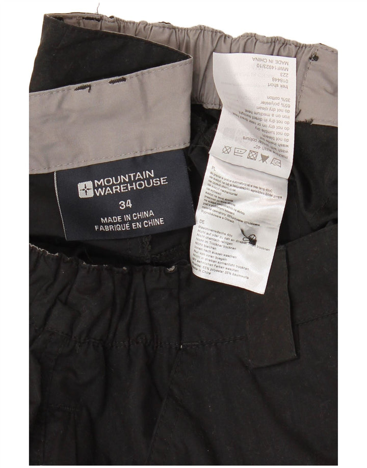 MOUNTAIN WAREHOUSE Mens Cargo Shorts W34 Large  Black Cotton
