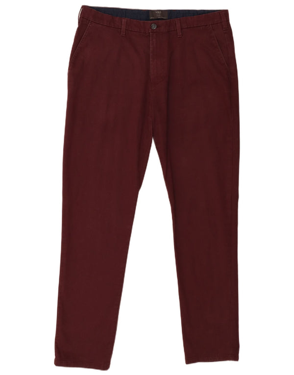 Marks & Spencer Mens Skinny Chino Trousers W36 L31 Burgundy Cotton