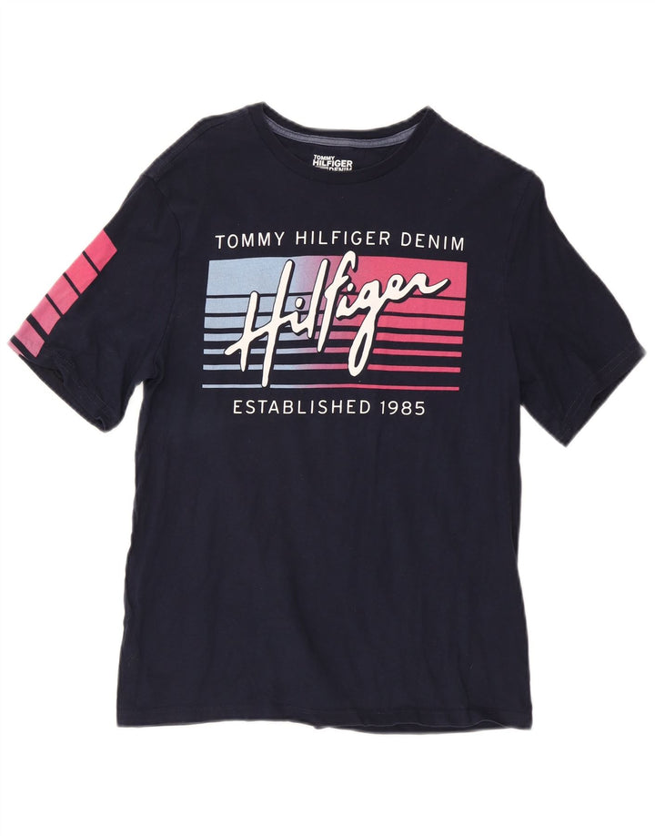 Tommy Hilfiger Mens Graphic T-Shirt Top Small Navy Blue Cotton