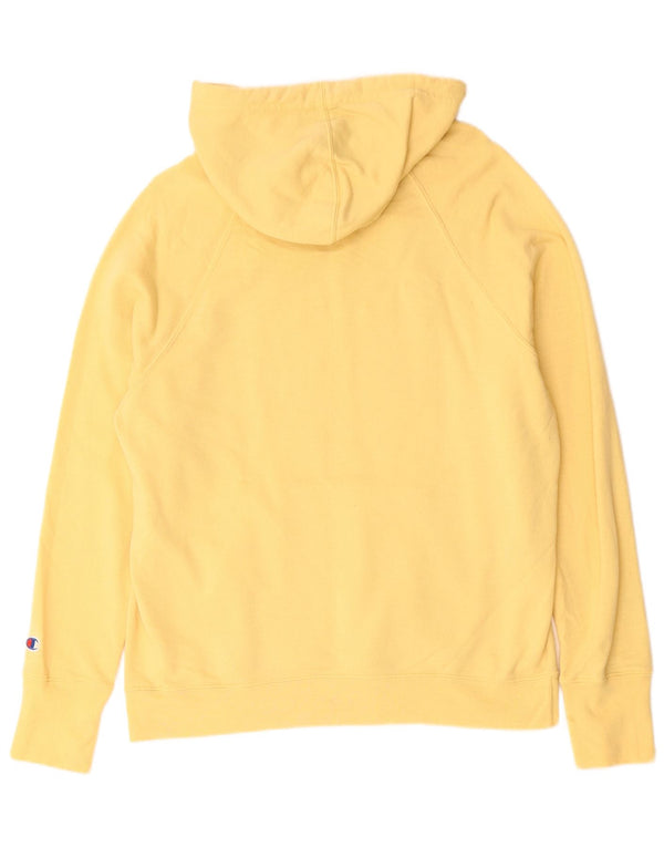Champion Mens Graphic Hoodie Jumper Large Yellow Polyester