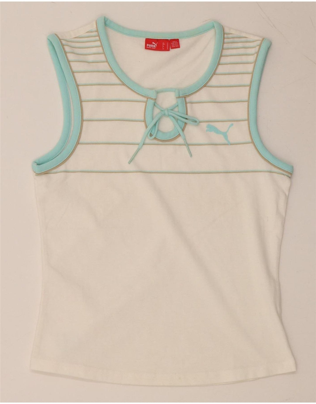 PUMA Womens Graphic Vest Top UK 12 Medium White Striped
