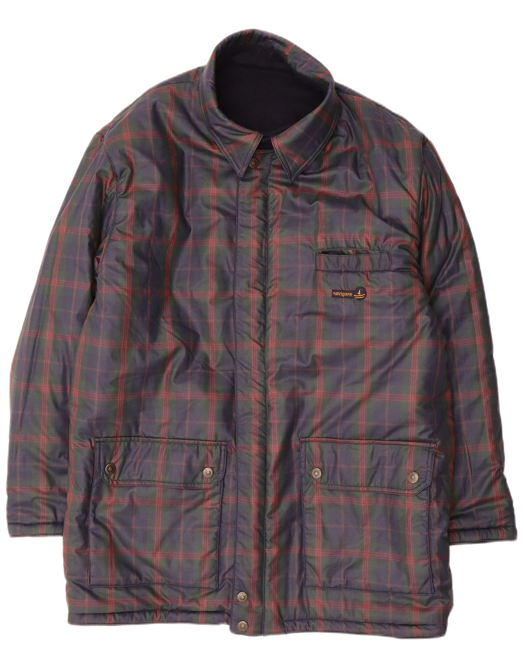 NAVIGARE Mens Reversible Jacket UK 44 2XL Navy Blue Wool