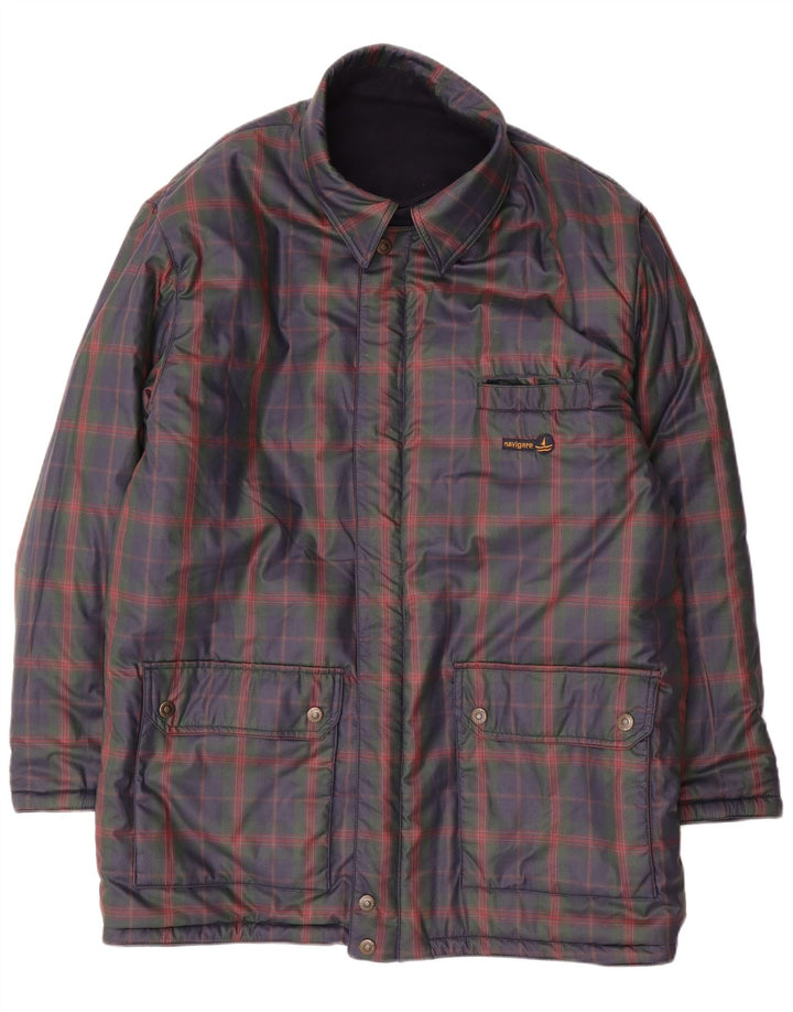 NAVIGARE Mens Reversible Jacket UK 44 2XL Navy Blue Wool
