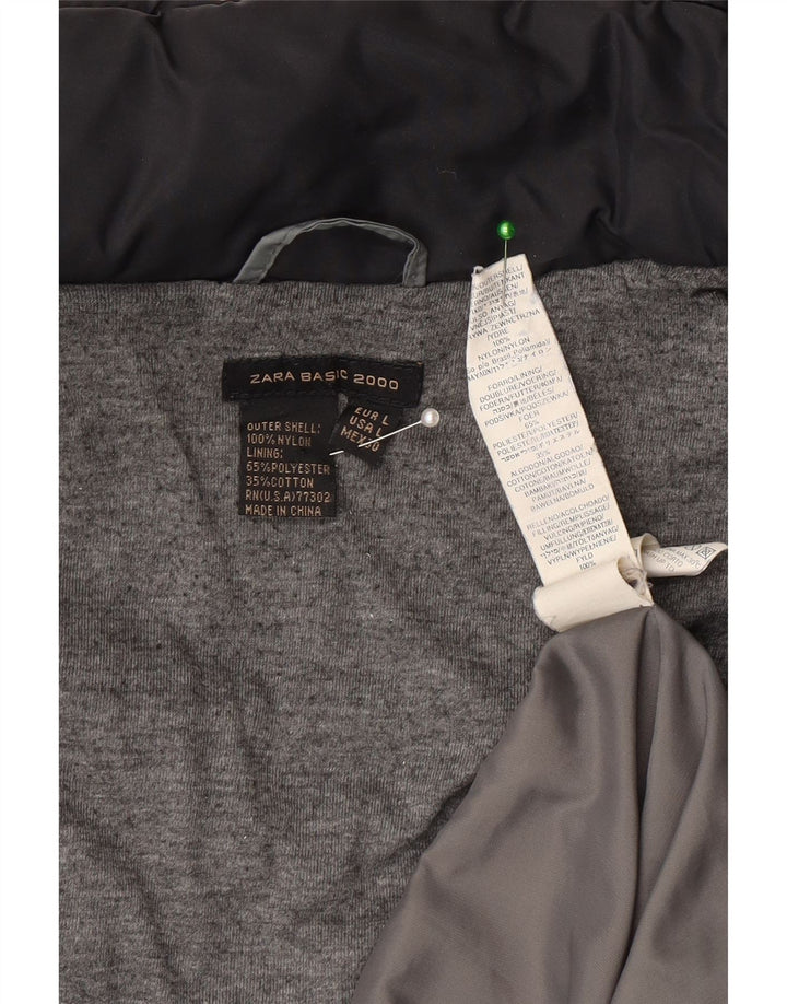 Zara Womens Padded Coat UK 14 Large Black Nylon