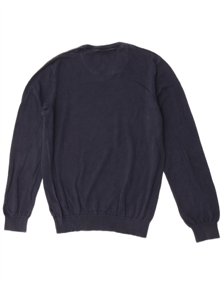 Lacoste Mens V-Neck Jumper Sweater Size 4 Medium Navy Blue Cotton