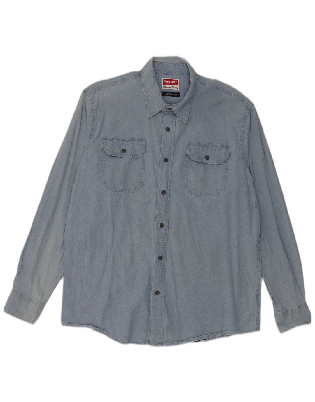 Wrangler Mens Denim Shirt Large Blue Cotton
