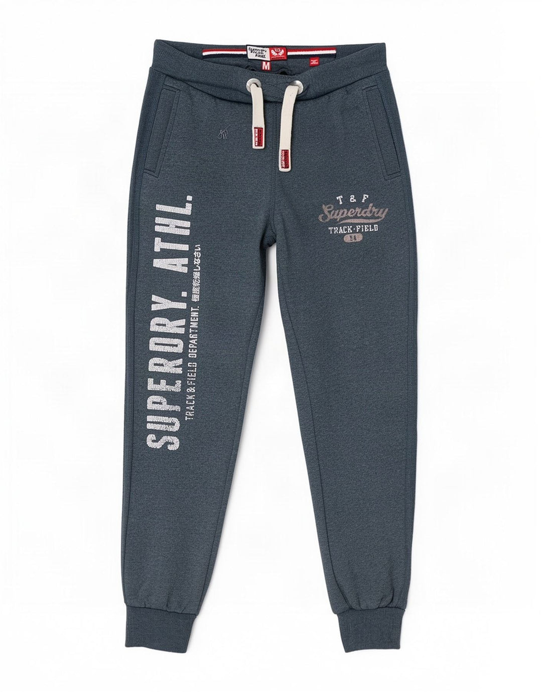 Superdry Mens Graphic Tracksuit Trousers Joggers Medium Grey Cotton
