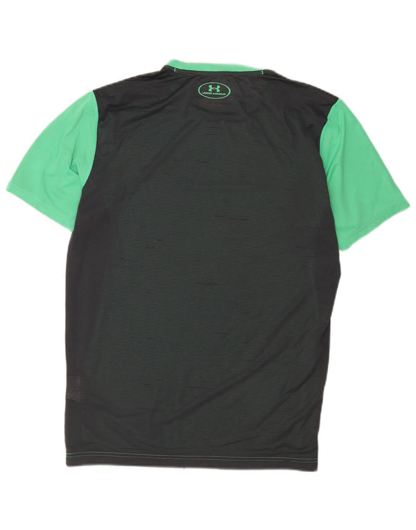 Under Armour Mens Heat Gear T-Shirt Top Medium Green Colourblock Polyester